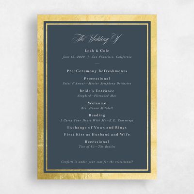 Navy Blue Wedding Program - Essex Foil