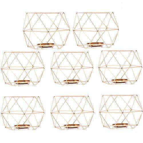 ZAILHWK 8pcs Geometric Candle Holder,Metal Candlestick Polished Tealight Candle Holder Table Top Centerpiece Weddings Events Parties Decor