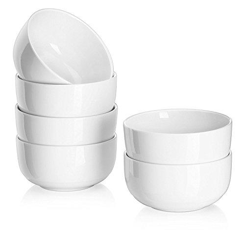 DOWAN 22 Ounces Porcelain Bowl Set, 6 Packs, White