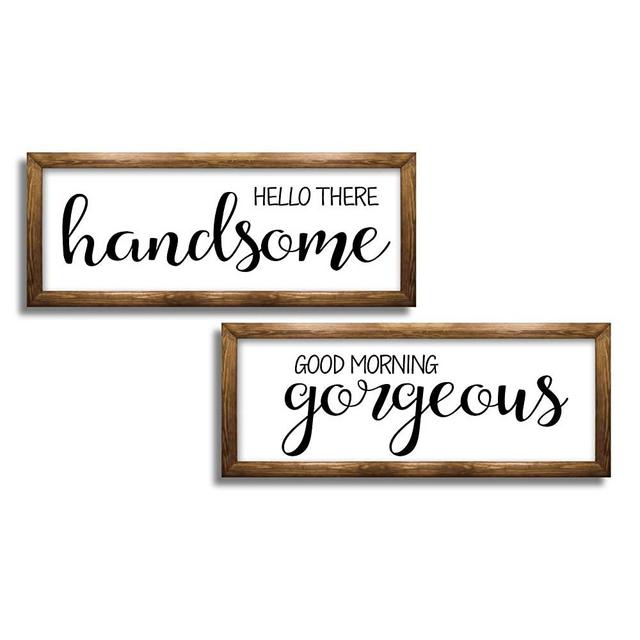 MaxwellYule Hello There Handsome Wood Sign Good Morning Gorgeous Wood Sign Hello There Wood Sign Modern Farmhouse Fixerupper Magnolia Market Stencil Sign
