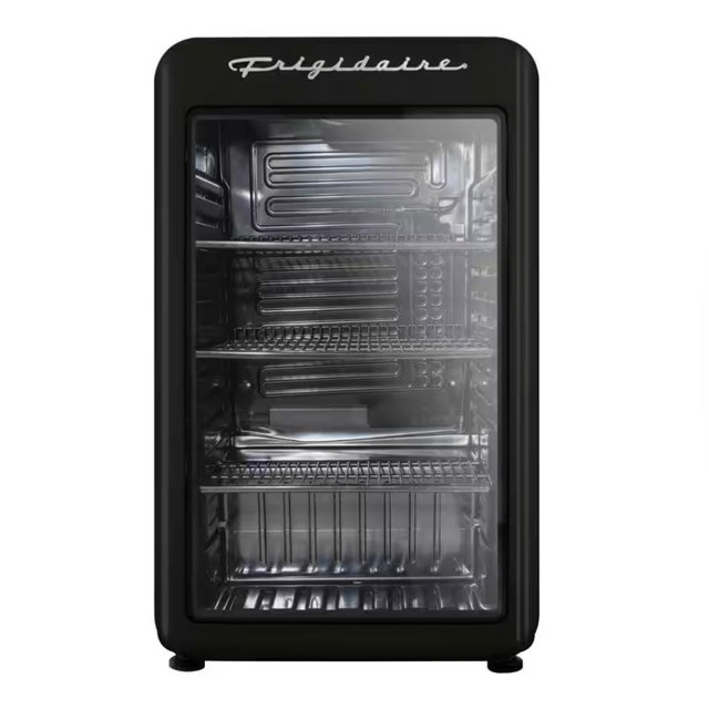 Frigidaire 3.3 cu. ft. Retro Mini Refrigerator in Black with Glass Door EFMIS3395-BLACK-6COM