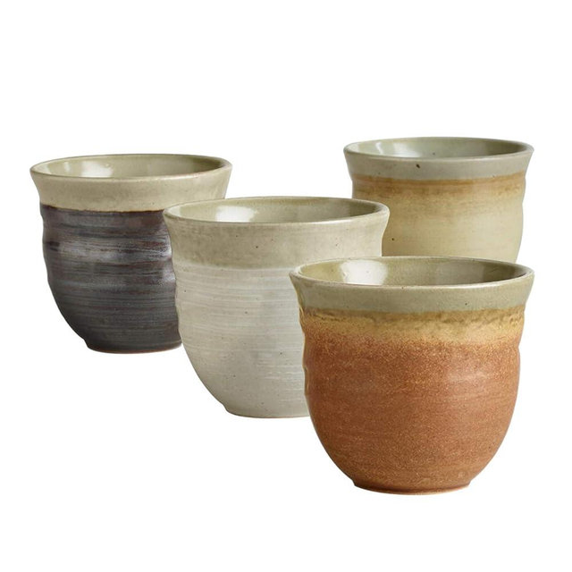 Japanese Ceramic Tea Cups Set of 4 - Elegant Cups for Hot and Cold Drinks - No Handle Coffee Mugs - Asian Teacups - Housewarming Gift
