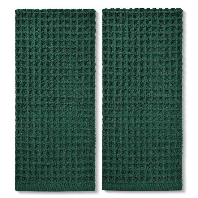 Jacquotha Waffle Hand Towels Set of 2 (Hunter-Green) – Cotton, Quick Dry, Lint Free, 13” x 29”, Christmas Bathroom Decor & Kitchen Towels