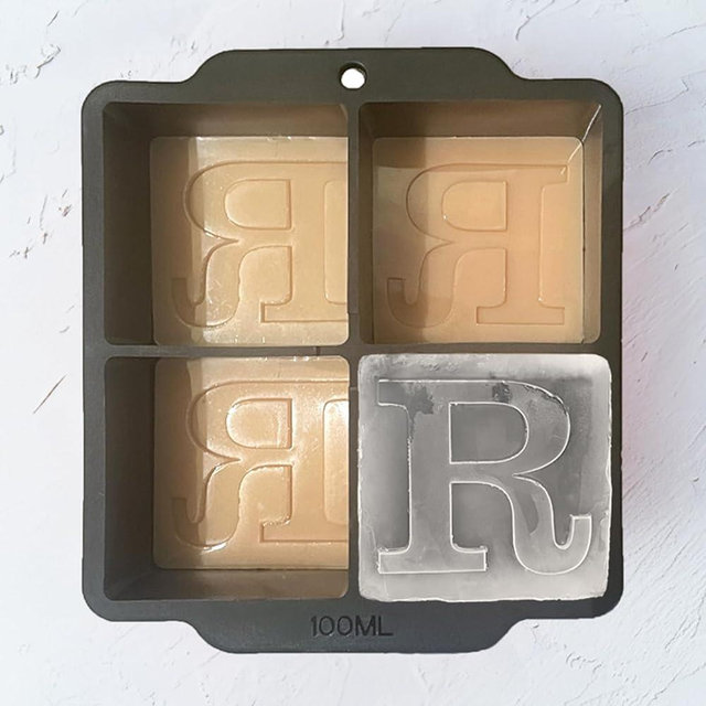 Letter R Monogram Ice Cube Mold Custom Ice Cube Mold 2 Inch Big Initials Silicone Ice Cube Tray Gifts for DAD Gifts for Him