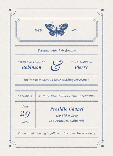 Chetumal Classic | Dusty Cobalt | Zola Wedding Invitations