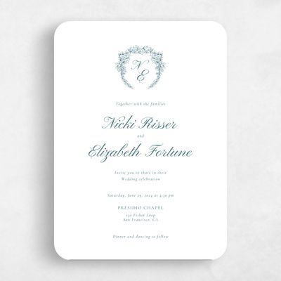 White Rounded Wedding Invitation - Pasquo Portrait