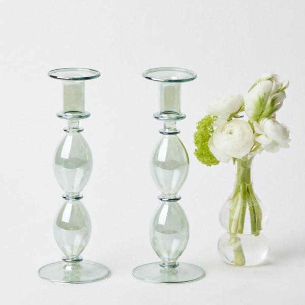 Colette Green Candle Holders (Pair)