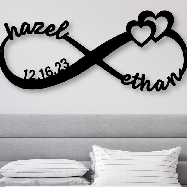 Personalized Wedding Gift for Couple | Custom Infinity Sign | Wedding Date Sign Metal Engagement Sign Anniversary Gift | Bridal Shower Gift