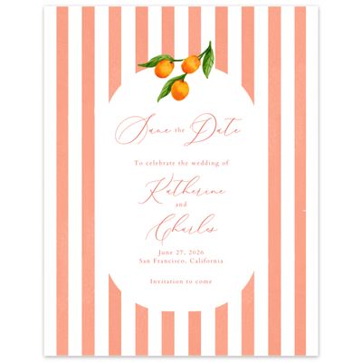 Salmon, Pink Wedding Digital Save the Date - Tropea Portrait