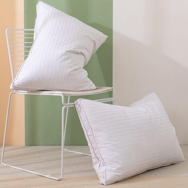 L LOVSOUL White Goose Down and Feather Bed Pillows Queen Size 2 Pillows 1000TC 100% Egyptian Cotton Cover Soft Pillow (Queen-2Pack, Gusseted White Stripe)