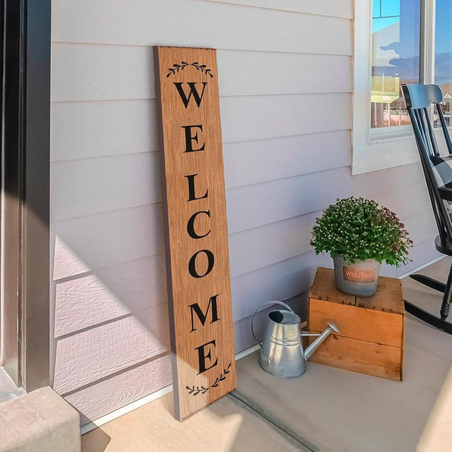 Suzile 47 x 8 Inches Welcome Sign for Front Door Porch Standing Rustic Farmhouse Porch Signs Vertical Hanging Decorations for Front Door Outside Home Yard Decor (Classic)