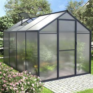 VEIKOUS Aluminum Greenhouse 6-ft L x 8-ft W x 6.4-ft H Gray Greenhouse