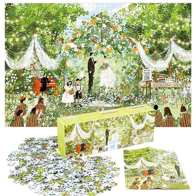 Puzzles for Adults 1000 Pieces, MOMIBOOK Jigsaw Puzzles of Garden Wedding, Painting Image 75x50cm(29.5"x19.7") Toys & Game Puzzle, White Elephant Gifts for Adults, Birthday Puzzle Funny Gifts