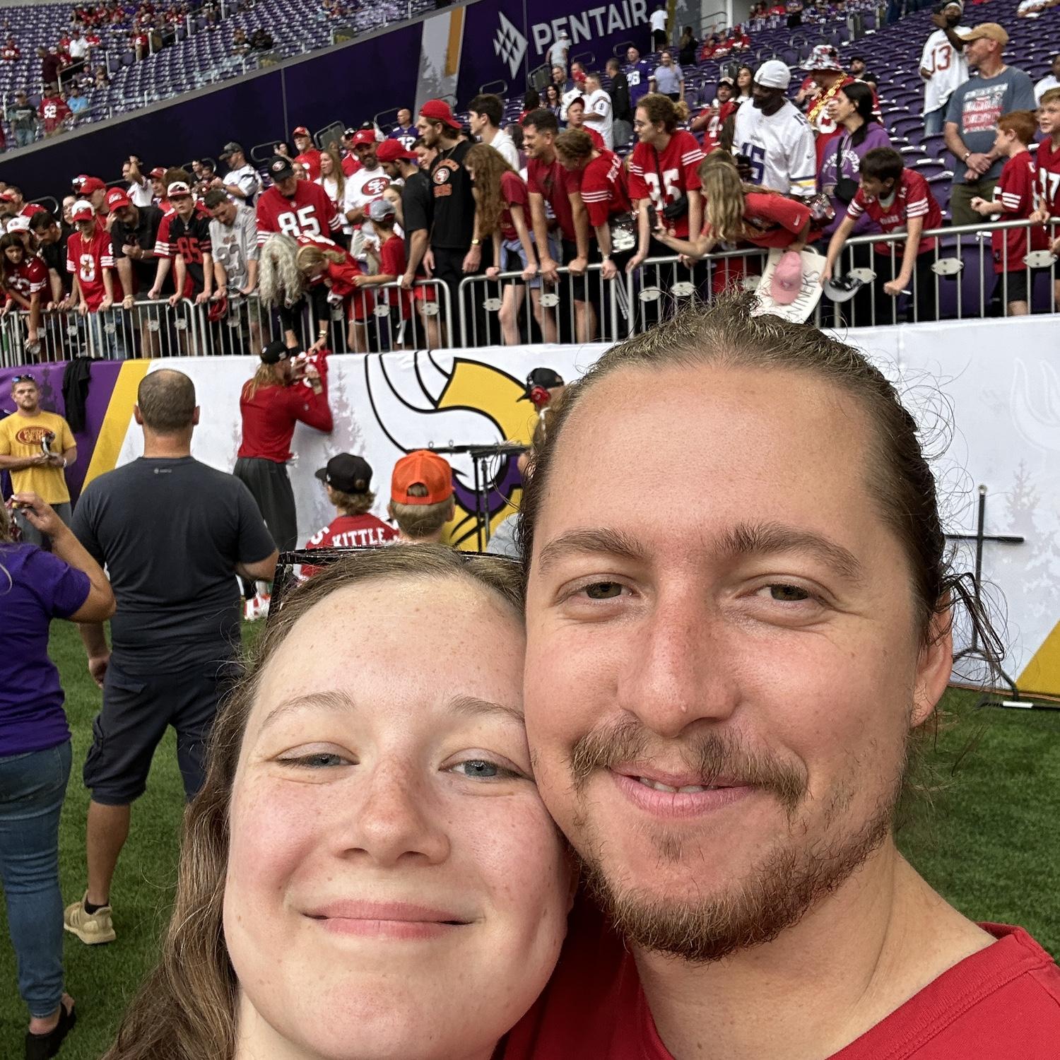Allison’s first NFL game, you may recognize Tight End George Kittle in the background!