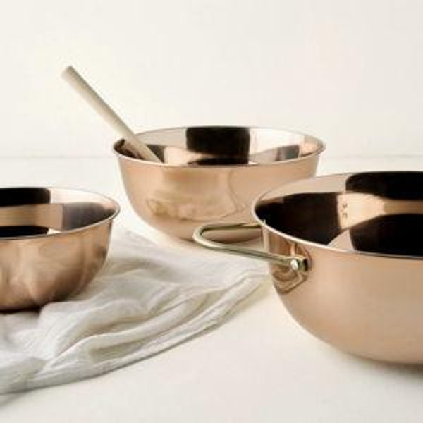Magnolia: Magnolia Copper Mixing Bowl Set of Three