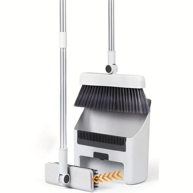 3 in 1Broom and Dustpan Set with Garbage Bags, Broom Dust pan with Long Handle, for Home, Broom with Dustpan Combo Set, for Home Office School Dorm, Cleaning Supplies, Household Cleaning Gadgets