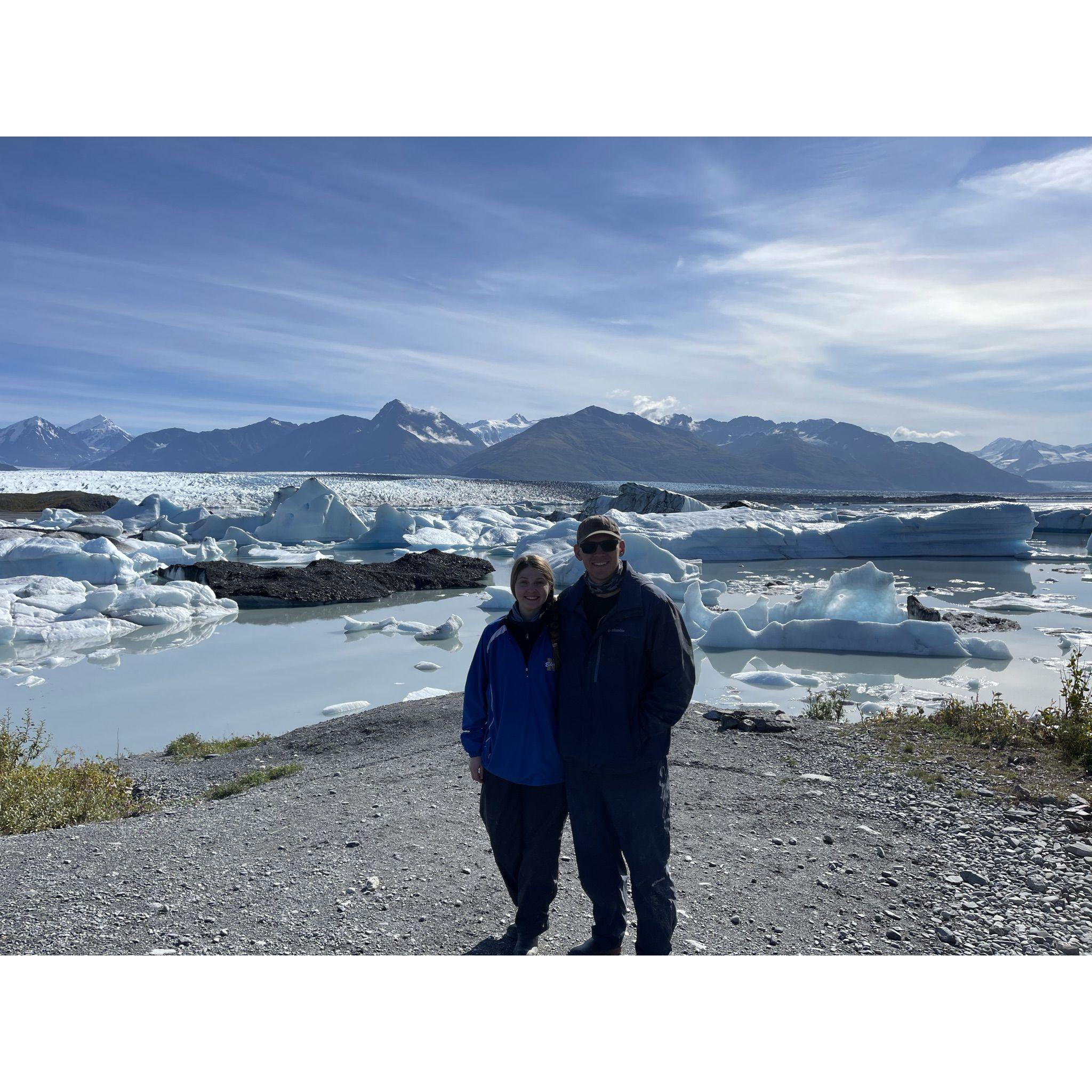 Our favorite picture of us in front of the glaciers.