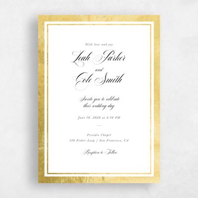 White Wedding Invitation - Essex Portrait Foil