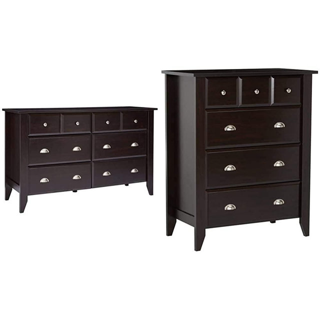 Sauder Shoal Creek Dresser, Jamocha Wood Finish & Shoal Creek 4-Drawer Chest, Jamocha Wood Finish
