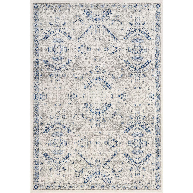 Nuloom Minta Medallion 2x3 Accent Indoor Area Rug for Living Room Bedroom Dining Room Entryway Kitchen, Blue/Off White