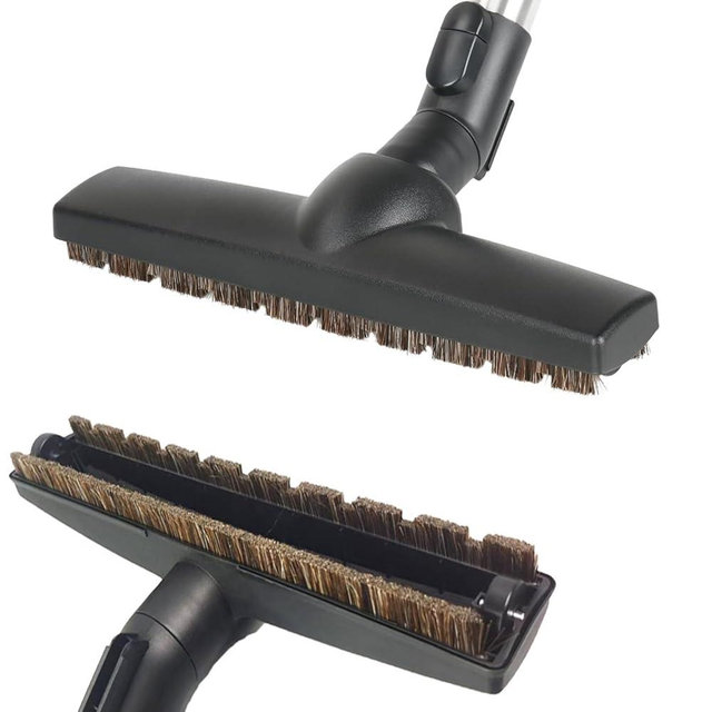 Horse Hair Hardwood Brush Head Compatible with Miele C1 C2 C3 CX1 Canister Vacuum Cleaners, 12" Wide Floorhead Brush as Vacuum Attachment Replacement Part, Soft Bristles Head & Wheels for Hard Floors