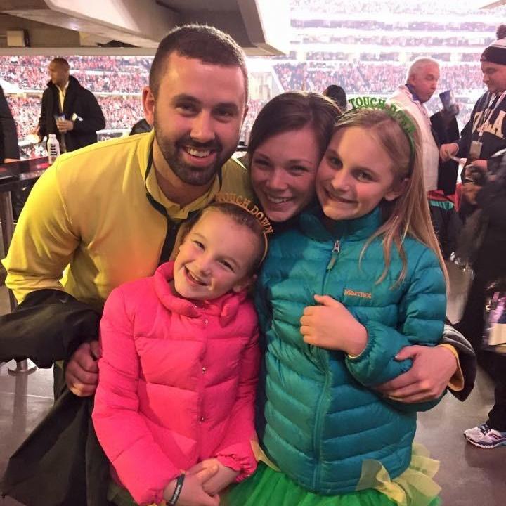 National Championship game with some some pretty cute girls! These young ladies will be standing by Andres's side as junior bridesmaids!