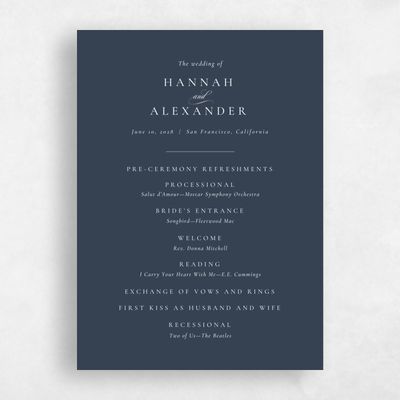 Grayed Navy, Blue Wedding Program - Sloan