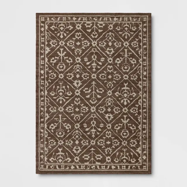 5'x7' Tile Knitted Area Rug Dark Brown - Threshold™