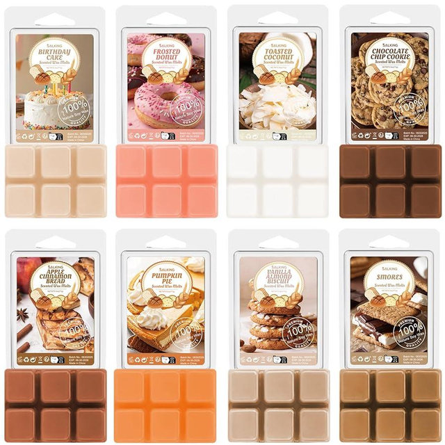 SALKING Bakery Scented Wax Melts, Plant Based Natural Wax Melts, Highly Scented Long Lasting Premium Soy Wax Cubes, Wax Melts Tarts, Colored Wax Melt, Wax Melts Gift Set - 8 Pack