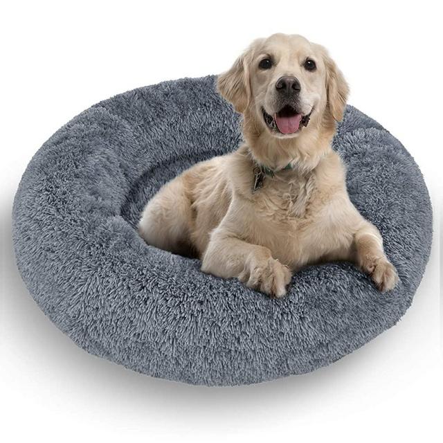 Active Pets Plush Calming Dog Bed, Donut Dog Bed for Small Dogs, Medium & Large, Anti Anxiety Dog Bed, Soft Fuzzy Calming Bed for Dogs & Cats, Comfy Cat Bed, Marshmallow Cuddler Nest Calming Pet Bed