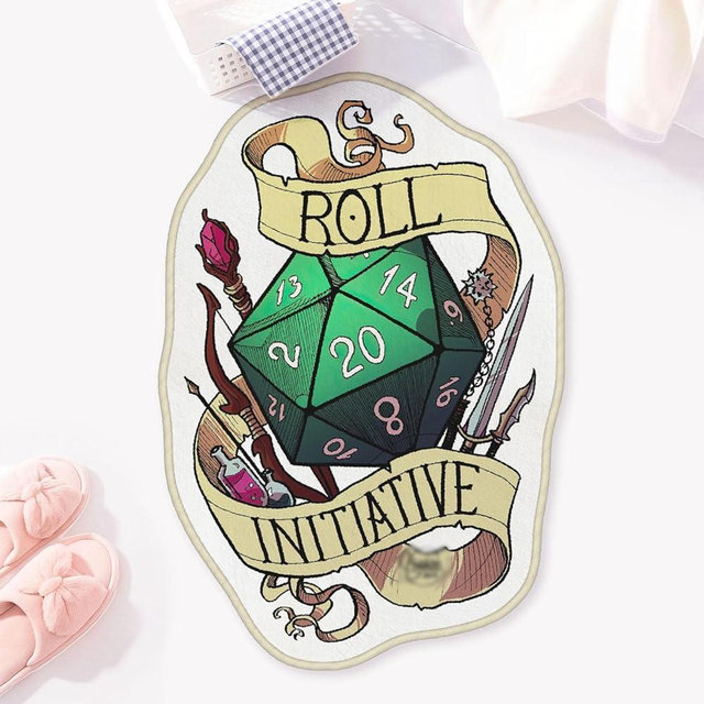 Allenjoy 21" x 31.3" Fantasy Adventure Game Bathroom Rugs Magic Sword Dice Mat Bathmat Rug Non Slip Washable