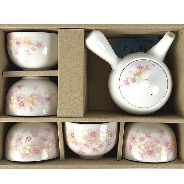 JapanBargain 4701, Japanese Tea Set Porcelain Teapot and Teacup Set For Adults, Chinese Asian Oriental Style Teasets, Cherry Blossom, Made In Japan (Sakura)
