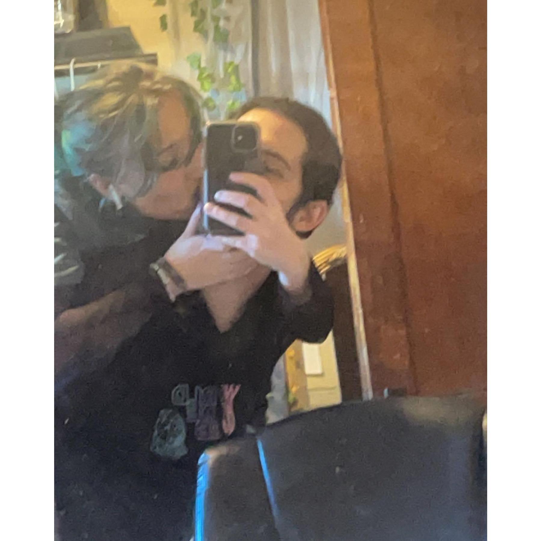 We don't take a lot of photos together, but most of them do include me smooching his face to leave a lip stick mark