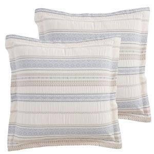 Levtex Home Pickford Chambray Euro Sham Set of 2 - Jaquard - Chambray, Taupe and Cream - (26x26in.), No Insert- Cotton - Inner Not Included