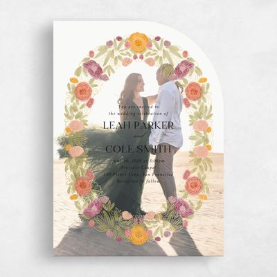 Purple Half arch Wedding Invitation - Isolde Photo Foil