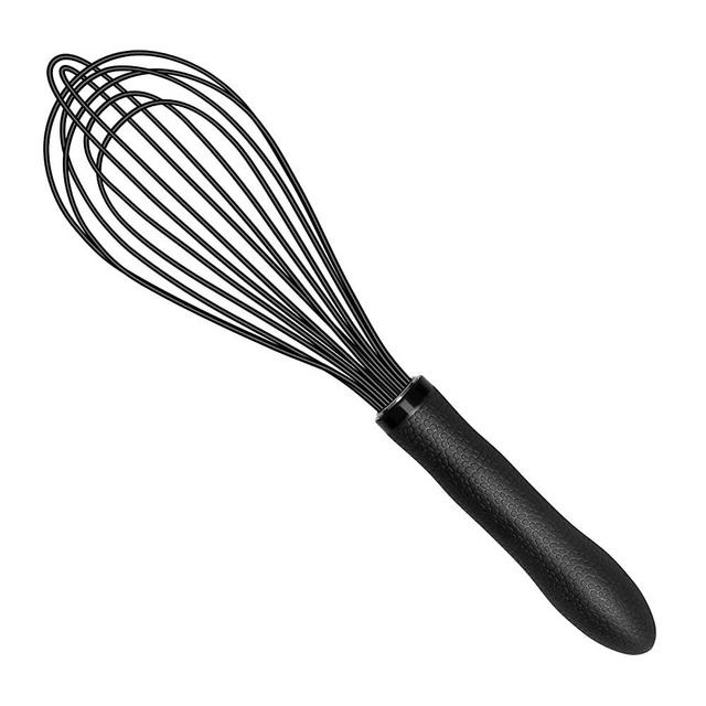 TEEVEA Silicone Whisk,Kitchen Silicone Whisks for Cooking Non Scratch,Wisking Tool Metal Wire Stainless Steel Whisk Egg Bread Silicone Wisk,Small Mini Heat Resistant Whisk 11-Inch,Black