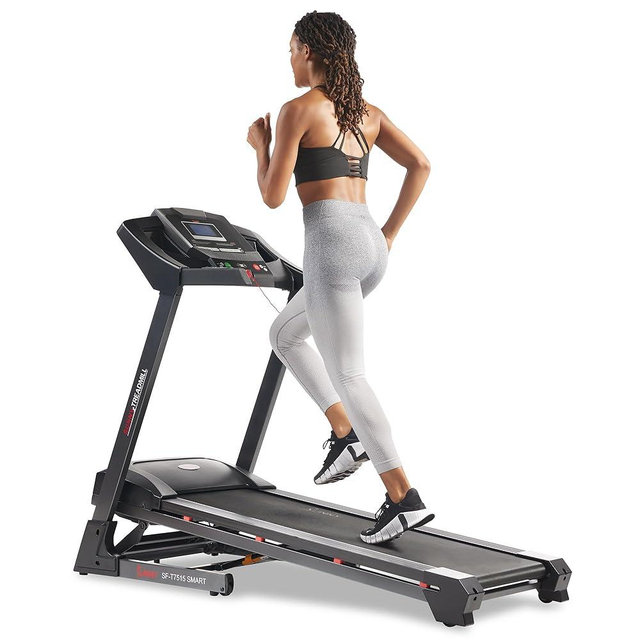 Sunny Health & Fitness Premium Treadmill with Auto Incline, Dedicated Speed Buttons, Double Deck Technology, Digital Performance Display, BMI Calculator & Pulse Sensors with Optional SunnyFit App