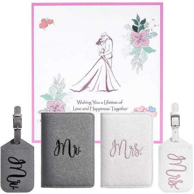 Mr and Mrs Luggage Tags & Passport Holders Set, Bridal Shower Gifts for Bride - Honeymoon Travel Essentials, Wedding Gifts for Couples 2025, Vacation Must Haves