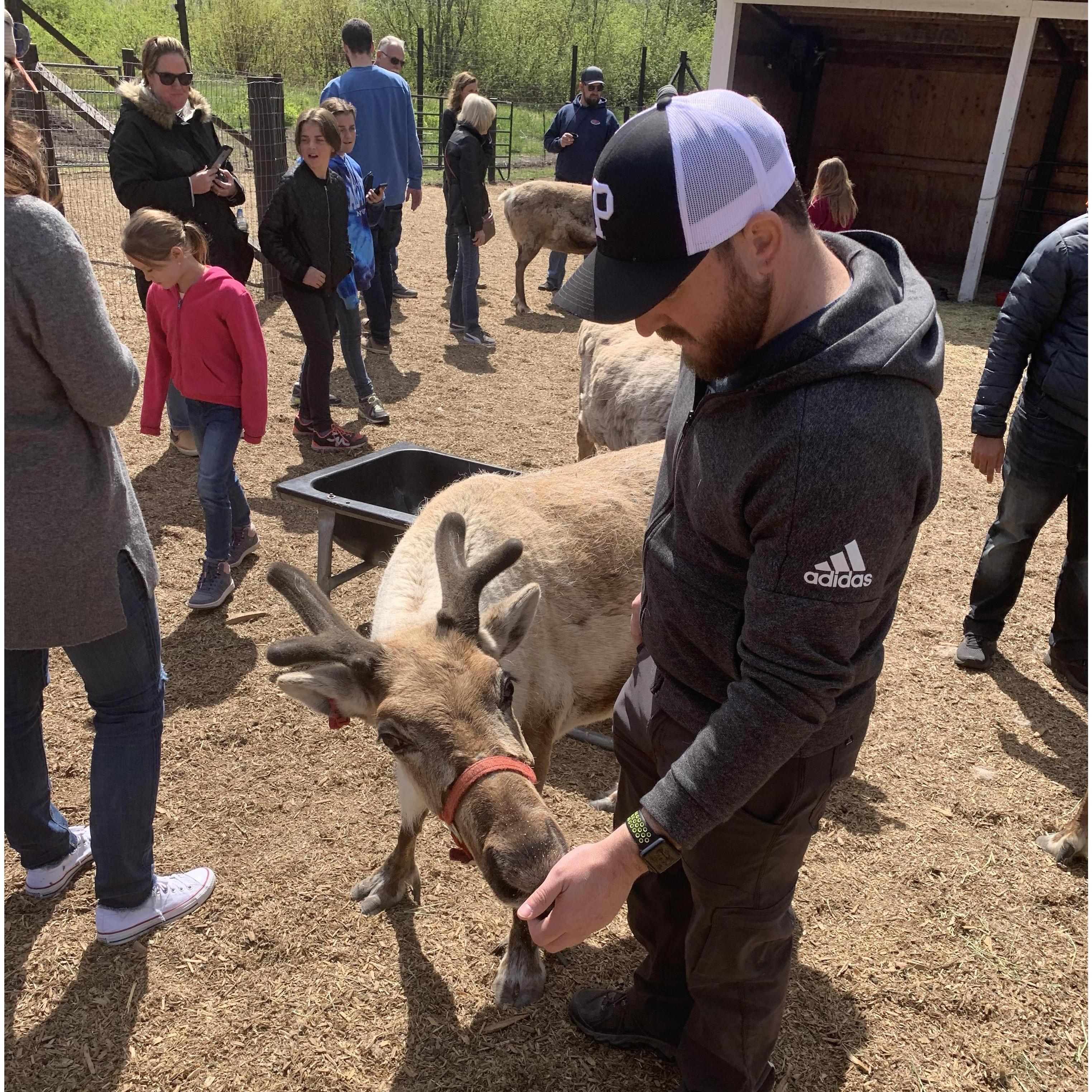 Jason feeding the Reindeer in Leavenworth, WA (April 2019)