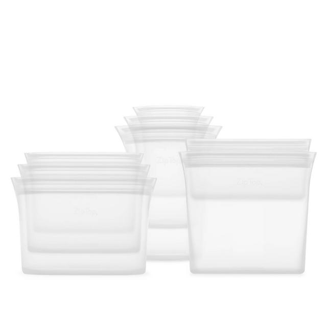 Zip Top Reusable 100% Platinum Silicone Container - Complete Set - Clear