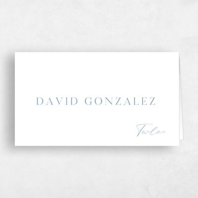 Dusty Blue Wedding Place Card - Crispin
