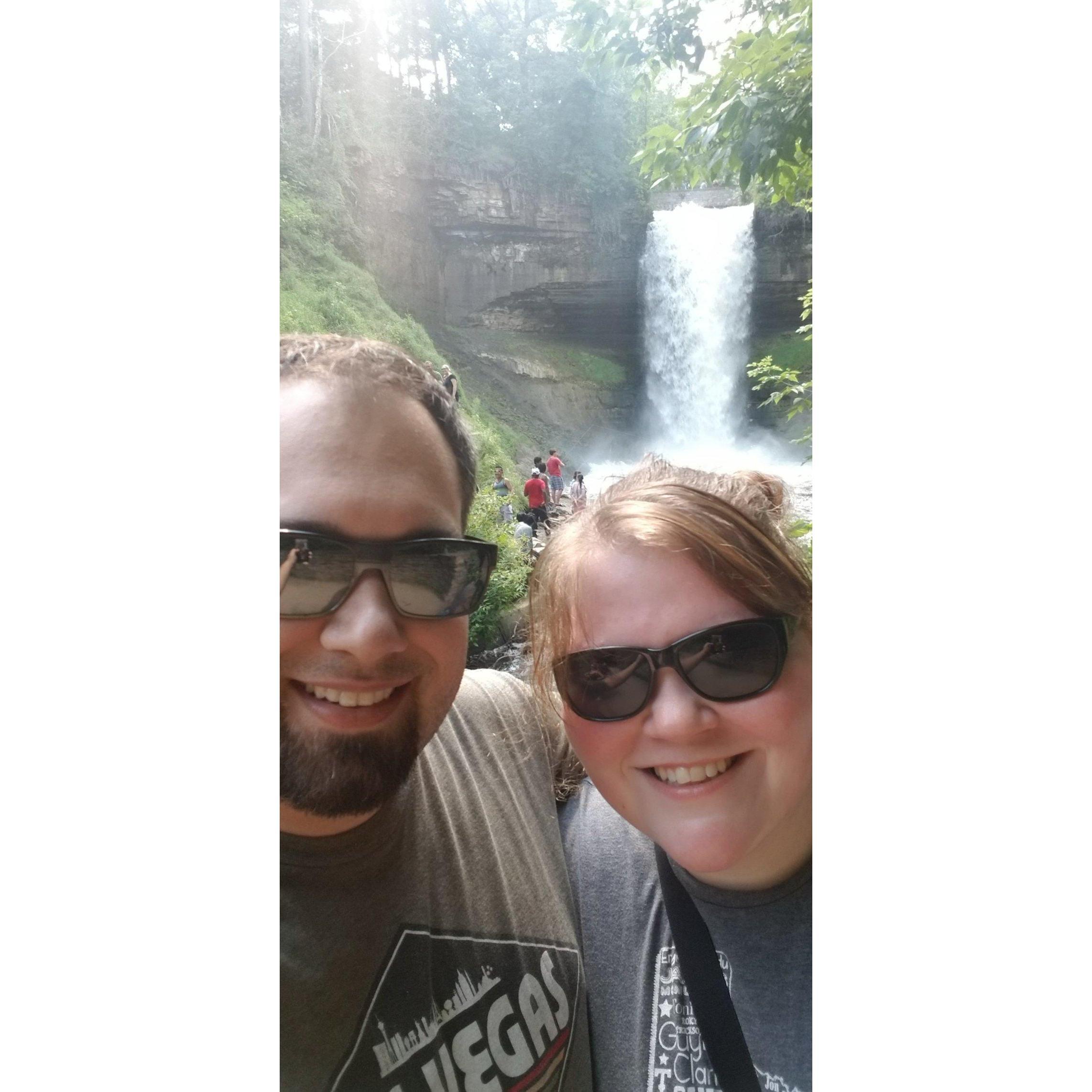 Taken on a date at Minnehaha Falls. After this was taken, we hiked down to the Mississippi River. August, 2019.