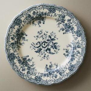 FLORAL EARTHENWARE DINNER PLATE - BLUE