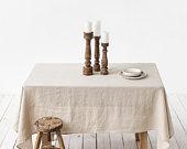 Linen tablecloth in various colors. Round,...