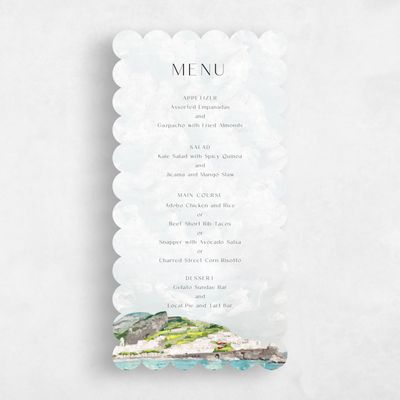 Grey Scalloped Wedding Menu - Sorrentine