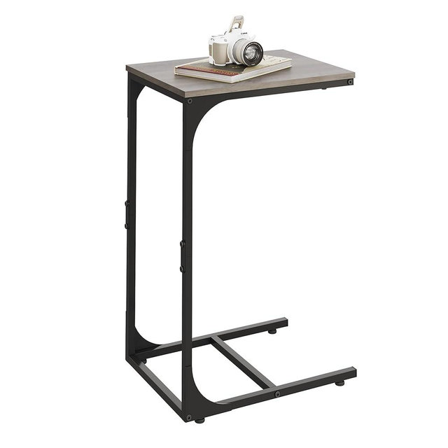 WLIVE C Shaped End Table, Small Couch Side Tables with Metal Frame, Sofa Table TV Tray for Living Room, Bedroom, Greige