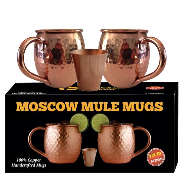 WHALEHEAD Moscow Mule Copper Mugs - 100% Pure, Heavy Gauge, Solid Copper Mugs (1/2 lbs each) - Handcrafted, Stylish & Authentic Copper Moscow Mule Mugs with Hammered Finish - Set of 2, 16 Oz Volume
