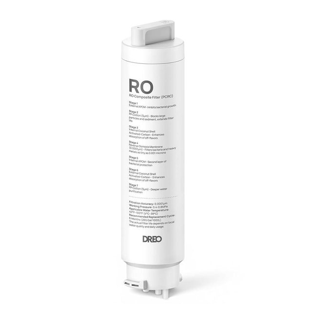 DREO 7-in-1 Reverse Osmosis Filter, Replacement for DREO RO Water Filter 112 & 113 & 114 & 115, Removes 99.99% of Contaminants including PFOA, PFOS, Chlorine, 6-12 month per Cartridge, SGS Tested