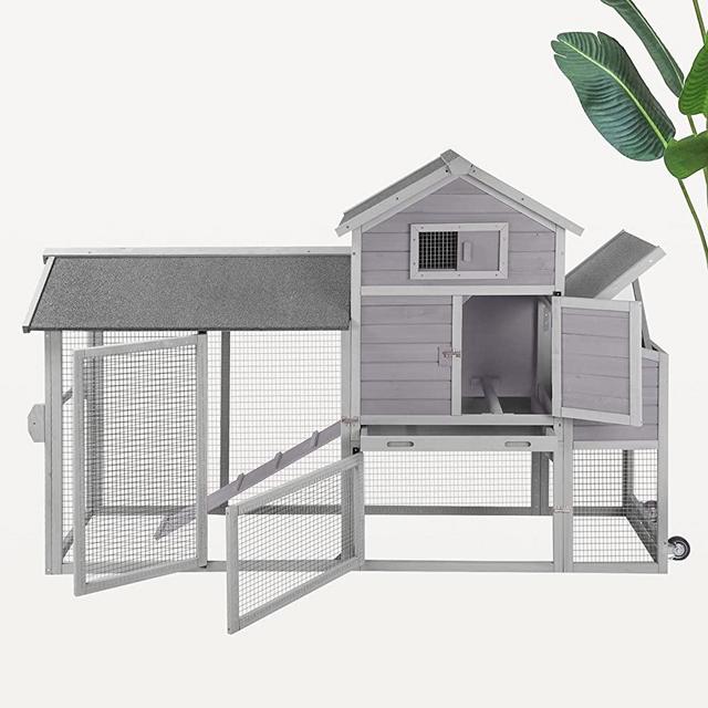Chicken Coop Large Chicken Coop Nesting Box Run Chicken Tractor with Wheels Portable Hen House