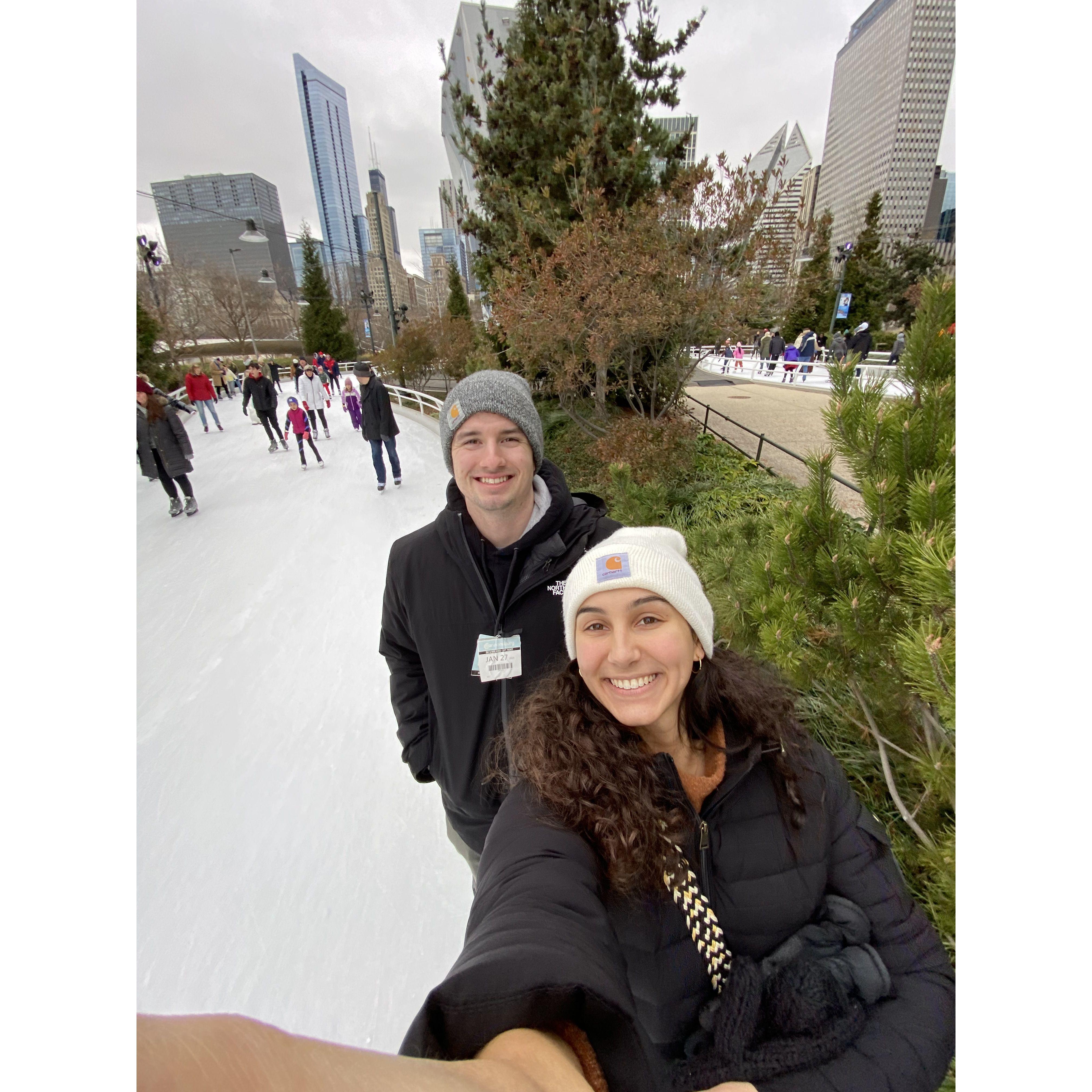 Ice skating in Maggie Daily Park. Something we do every year!